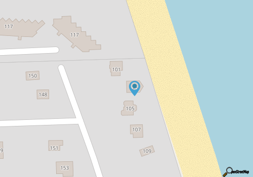 Oceanfront Outer Banks home with ocean views from living room and many bedrooms map location