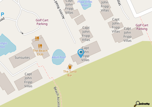Ground Floor Ocean Front 2 Bedroom Villa, Golf Cart Included 413 Captain John Fripp map location