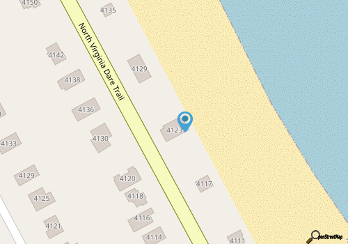 Right on the beach and dog friendly  large great room /dining /kitchen area map location