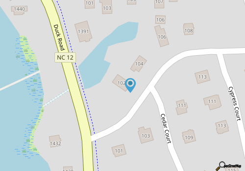Beach house rental Duck, NC map location