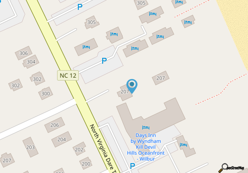 Oceanside 6 Bedroom 3.5 Bath House Steps to Beach in Kill Devil Hills OBX map location