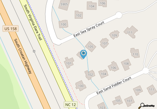 Amazing location in The Villages at Nags Head, 3 BR home 4 lots from the ocean map location