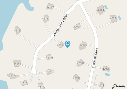 Dog-friendly home with water view, five decks, central AC & pool access map location