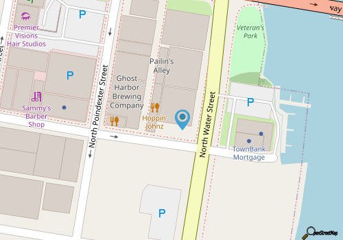 Luxury condo with river views, private parking, and steps from Pailin's Alley map location