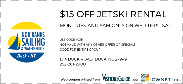 $15 OFF JETSKI RENTAL MON, TUES AND 9AM ONLY ON WED THRU SAT