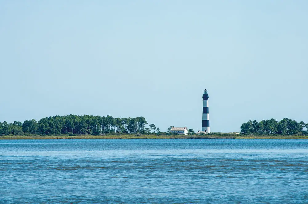 A view of Bodie Island Lighthouse from Paradise Dolphin Cruises