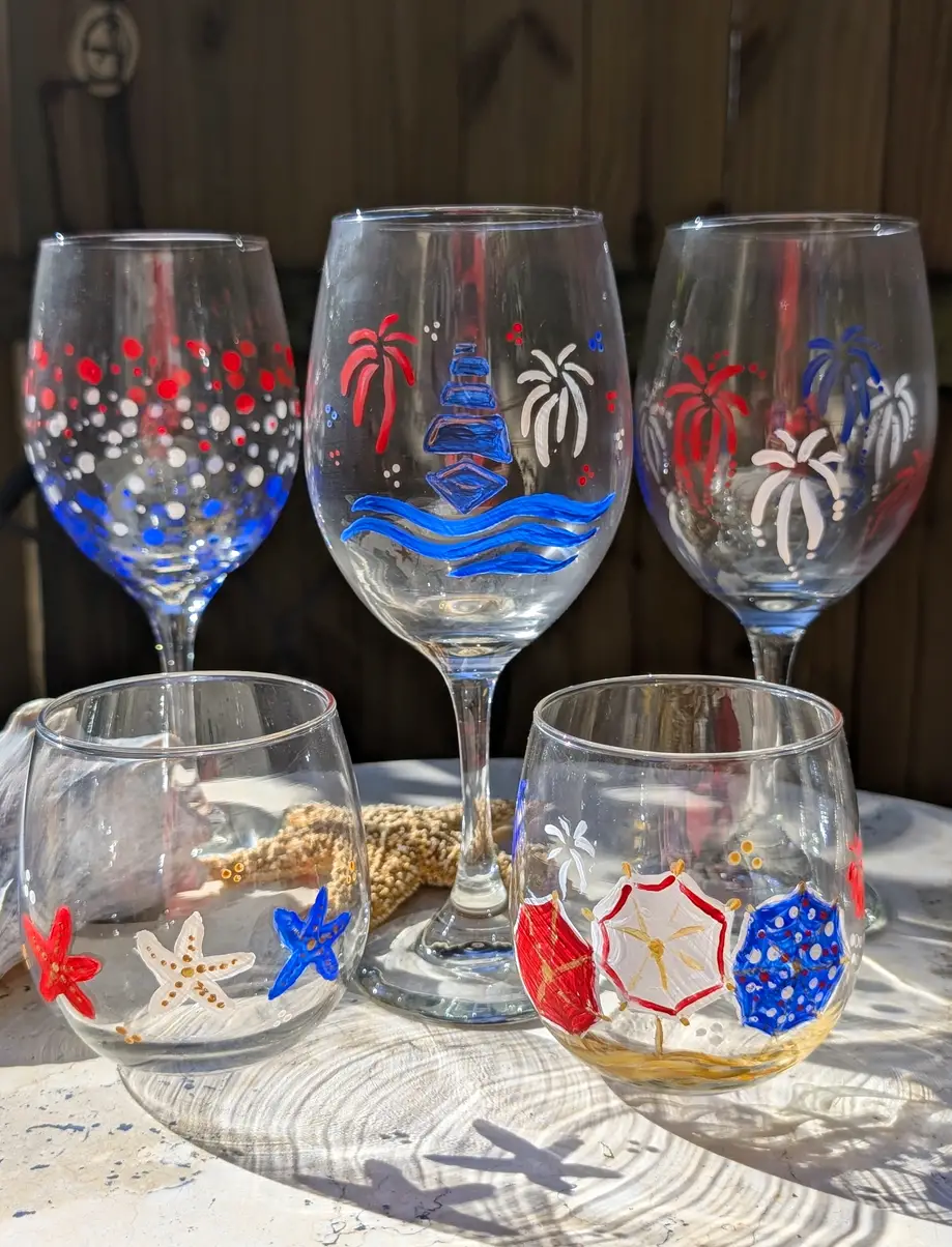 Canvas and Cabernet 4th of July-- Wine/Rocks Glass Edition