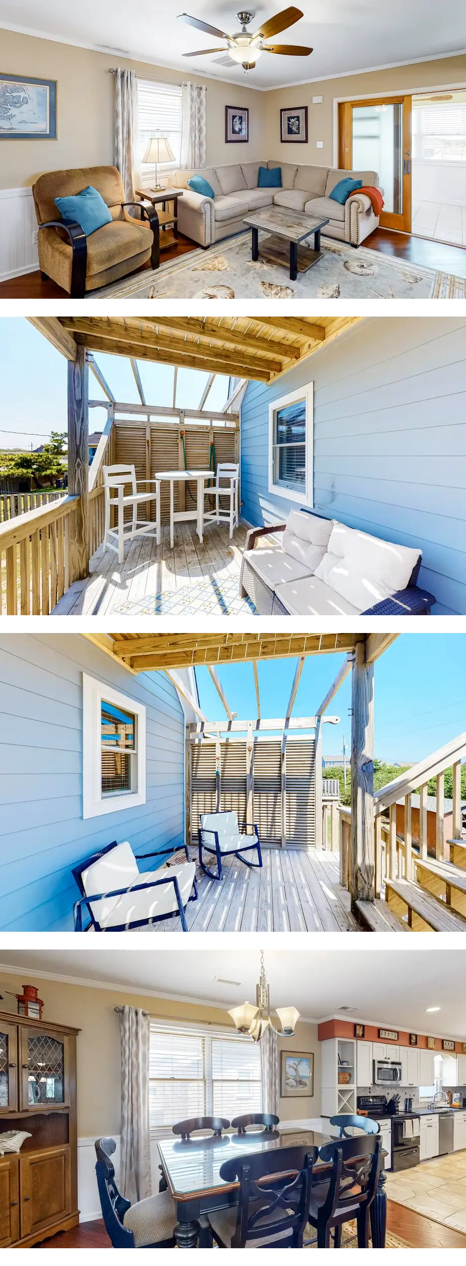 Coastal home with three decks, outdoor s...