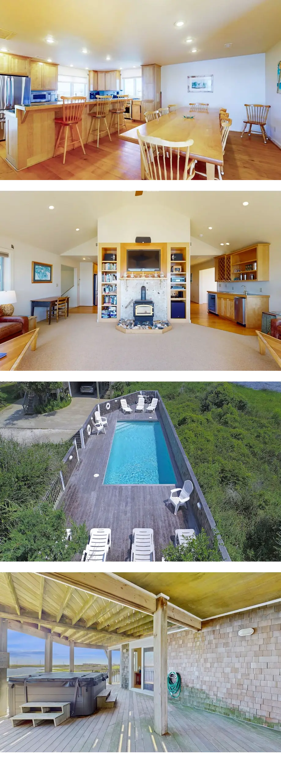 Waterfront house with private hot tub, p...