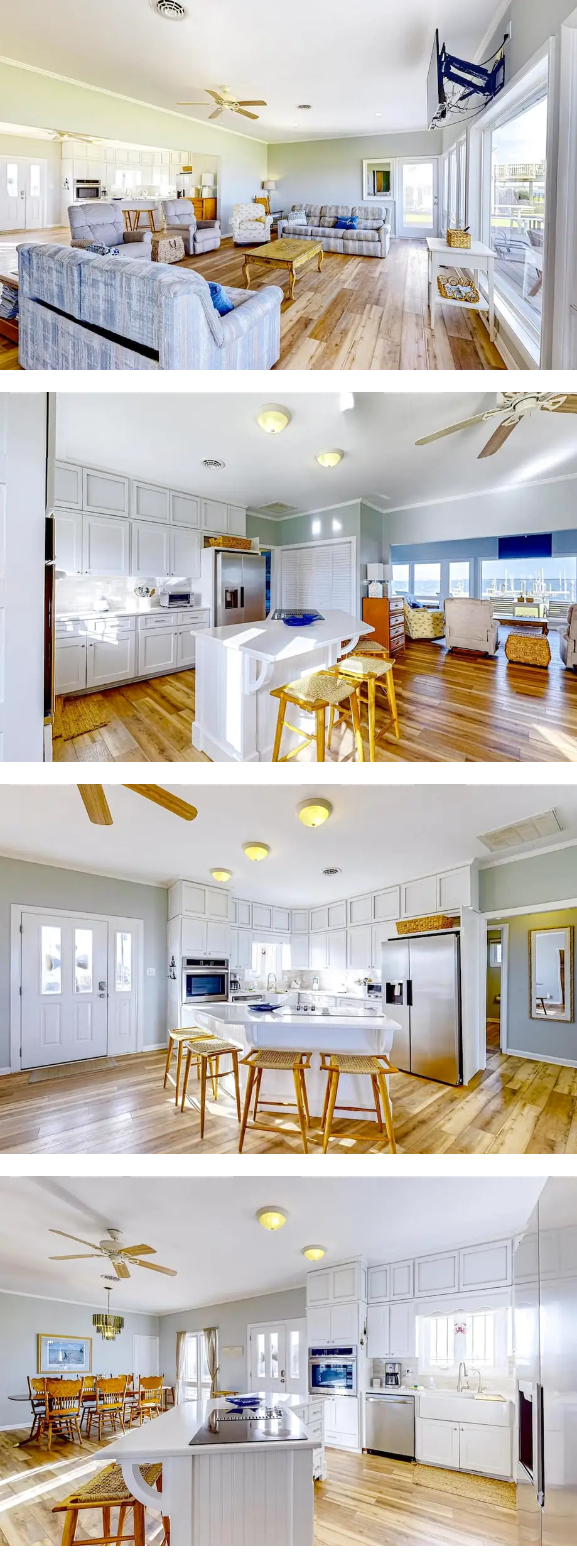 Waterfront home with dock, rocking chair...