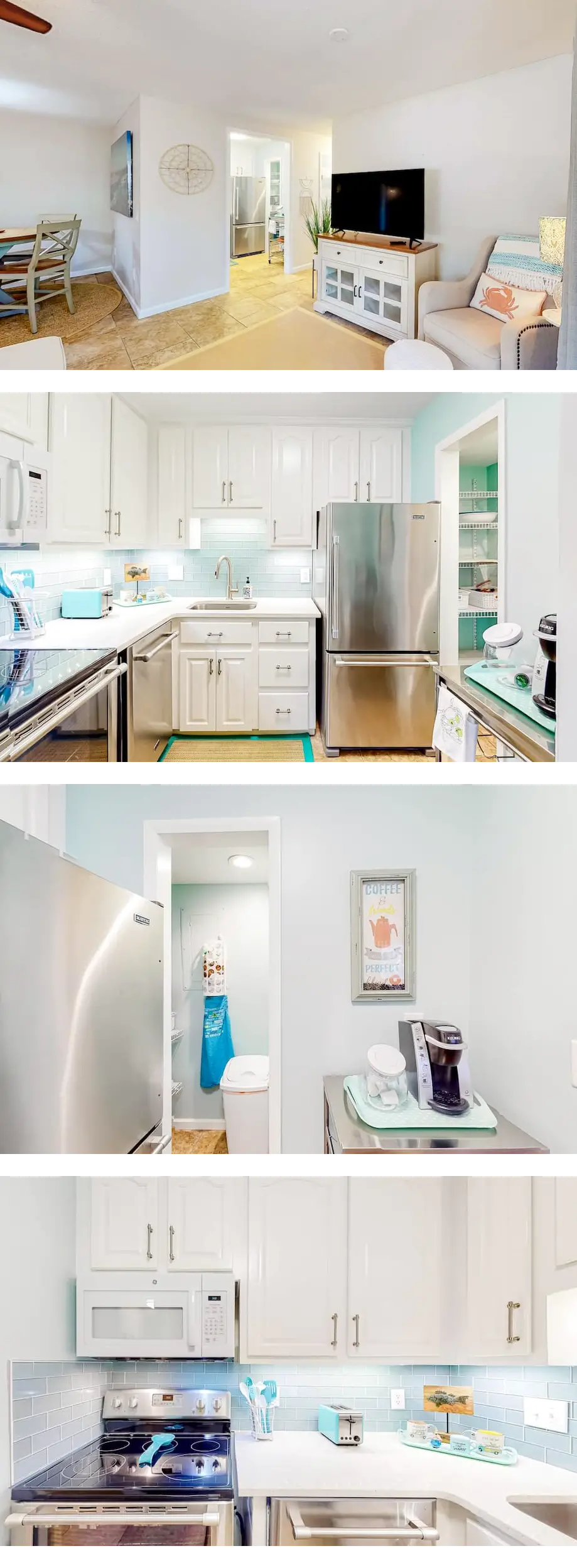 Beachy condo near the ocean with a furni...