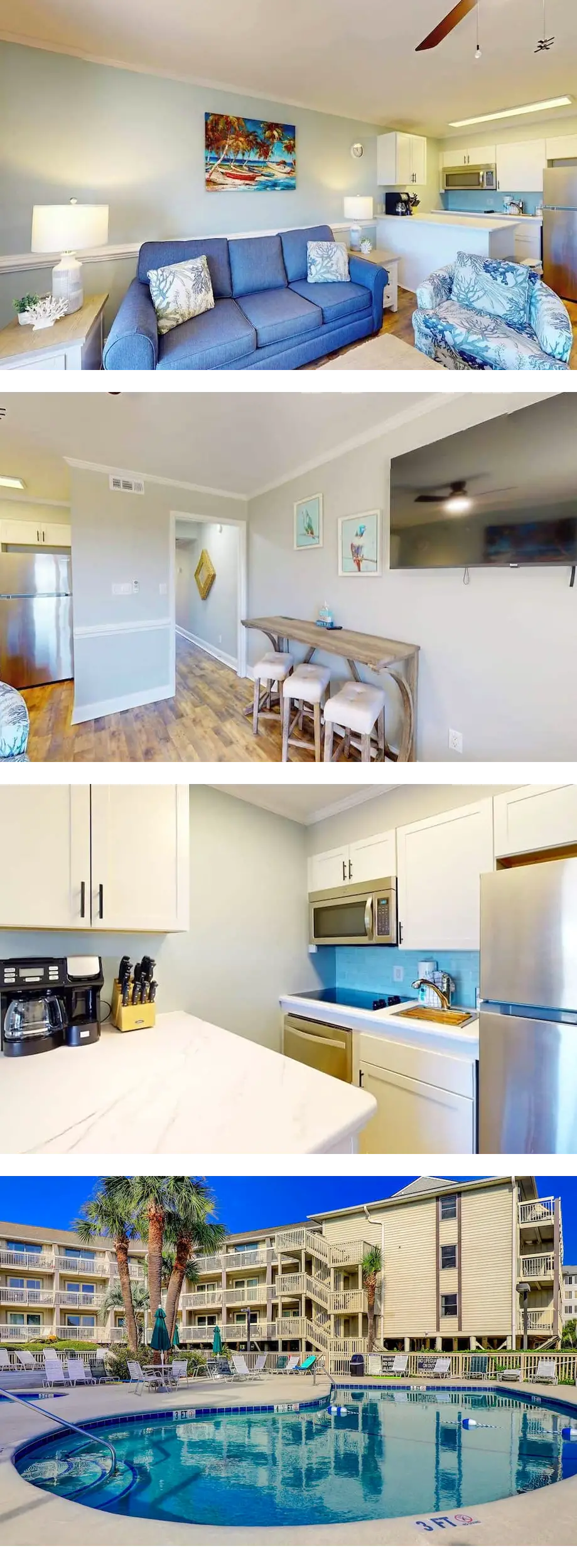 Beach-view condo in oceanfront complex w...